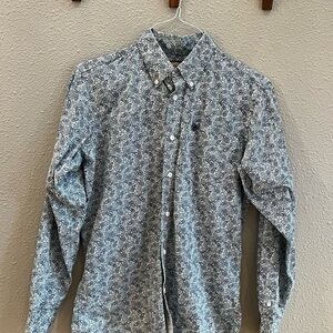 Wrangler Boy’s Blue Patterned Button Down Shirt